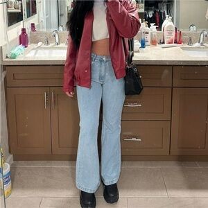 Princess Polly Light Blue Flare Jeans